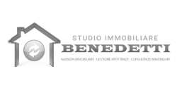 Logo Studio Immobiliare Benedetti di Trieste, con una casetta con due frecce circolari all'interno